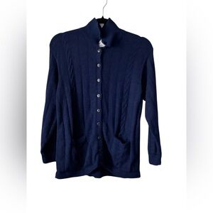Vicus Deep Blue Alpaca Knit Cardigan Sweater Women's Small
